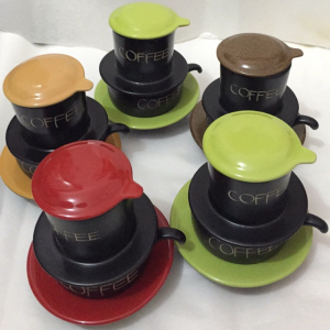 Bộ phin pha cà phê gốm Bát Tràng (màu sắc)